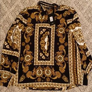 NWT Button down black/combo shirt!